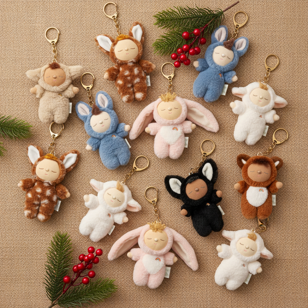 Cozy Bag Charm, Fox Finnley, Fabric Doll Keyring