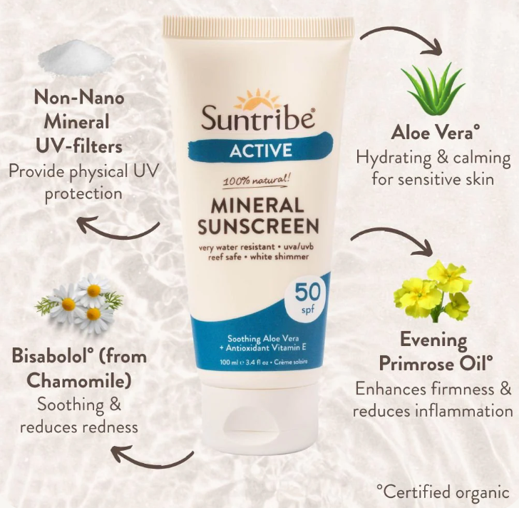 Suntribe Active Natural Mineral Sunscreen SPF 50