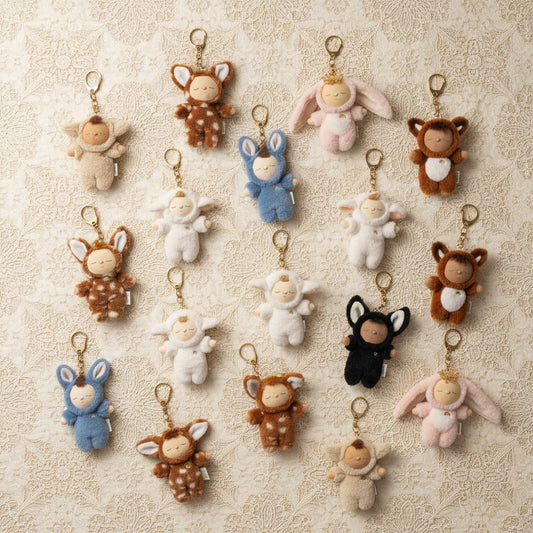 Cozy Bag Charm, Lamby Pookie, Fabric Doll Keyring