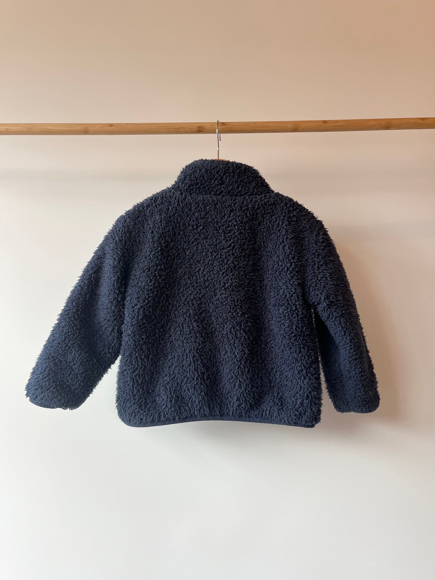 Preloved Tinycottons, Navy Fleece Jacket with Funnel Neck, 3 Years