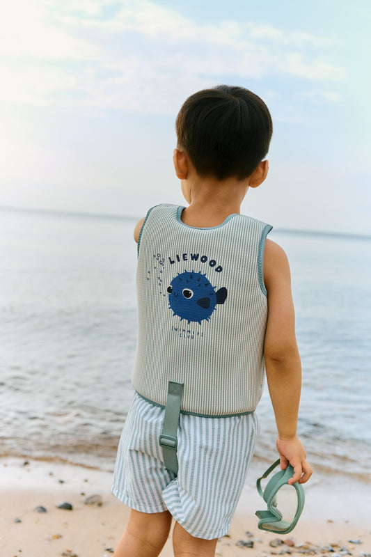 Dove Seersucker Swim Vest