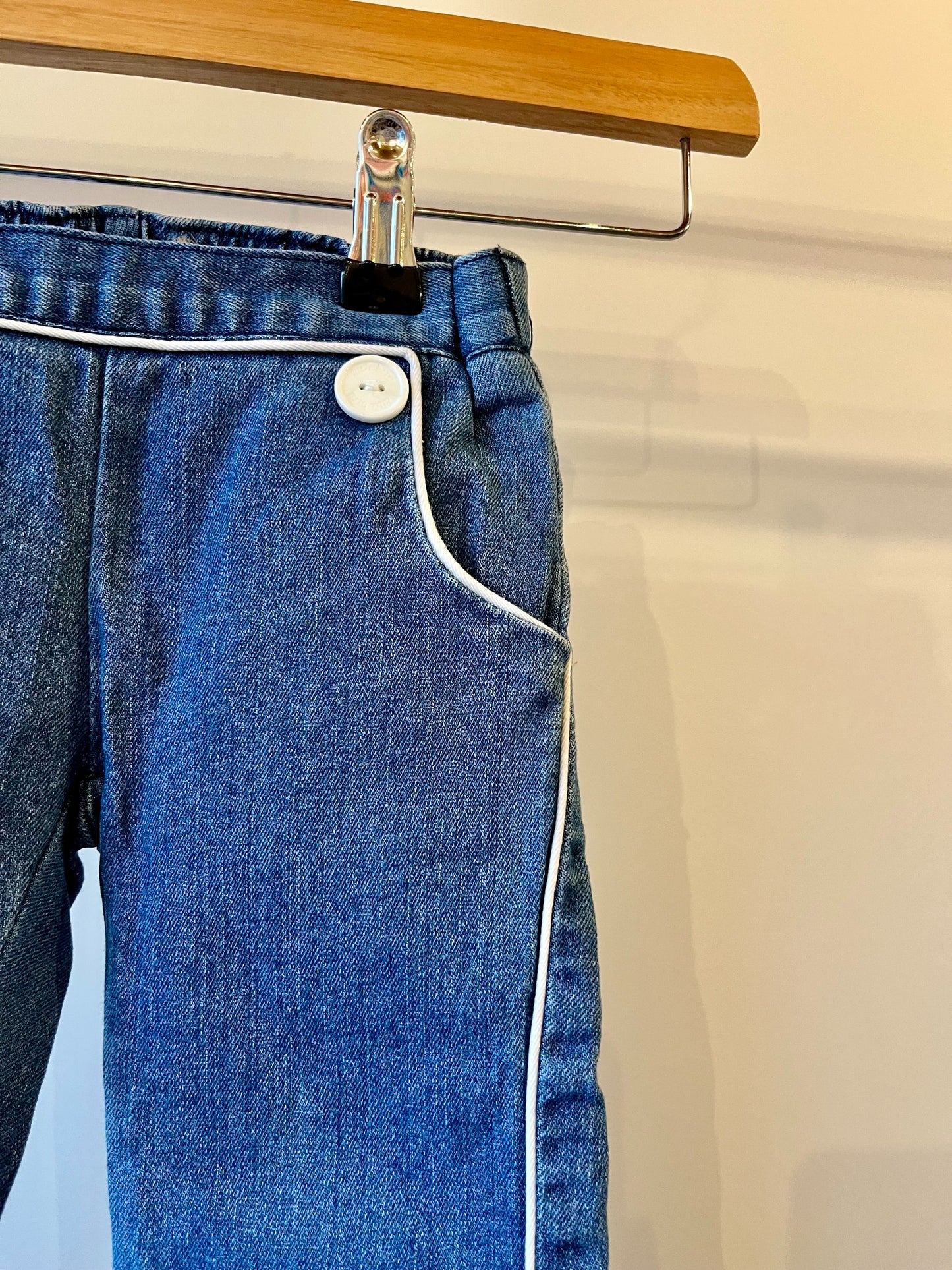 Preloved Little Bird, Blue Nautical Denim Jeans, 9 - 12 Months