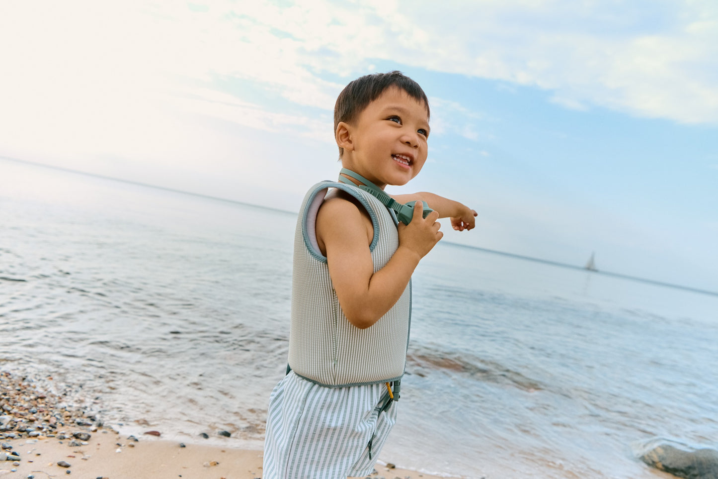 Dove Seersucker Swim Vest