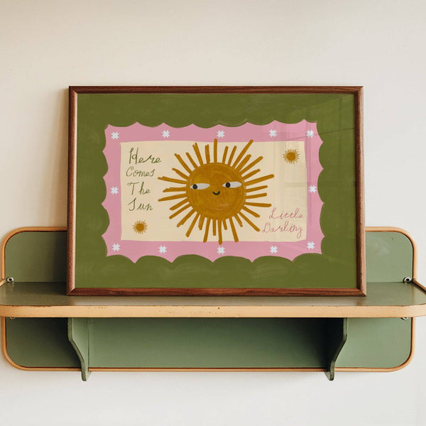 Lune Club - Here Comes The Sun Little Darling Poster: Blue & Pink, Unframed, A3
