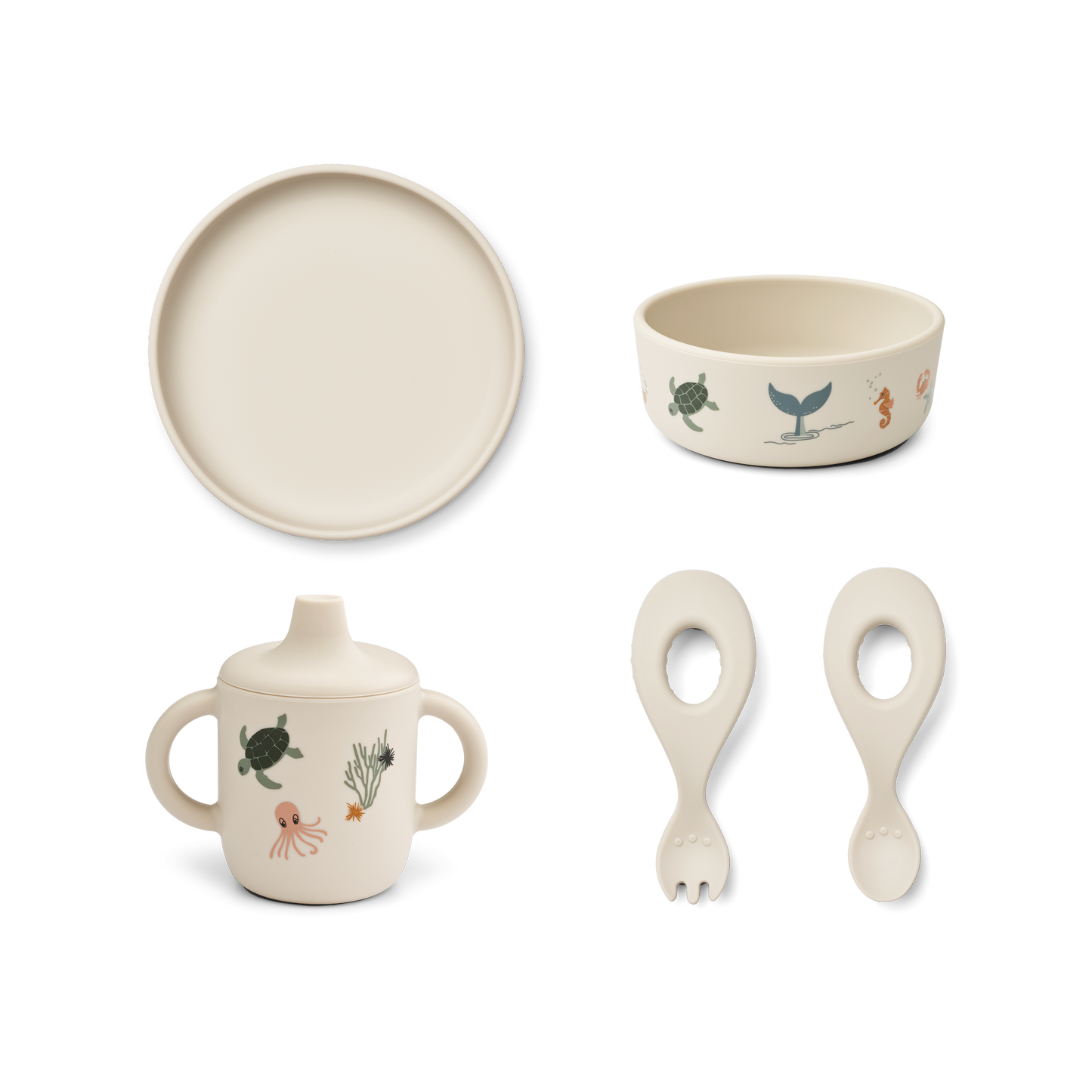 Liewood, Ryle Baby Tableware Set in Sea Creatures Print