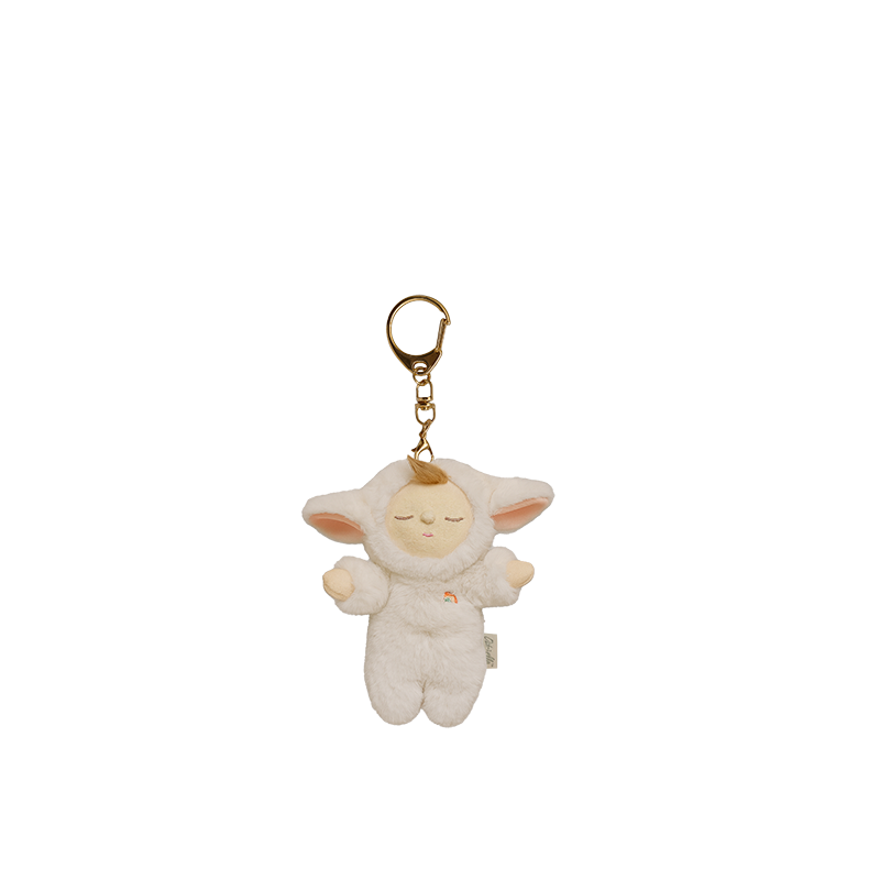 Cozy Bag Charm, Lamby Pookie, Fabric Doll Keyring