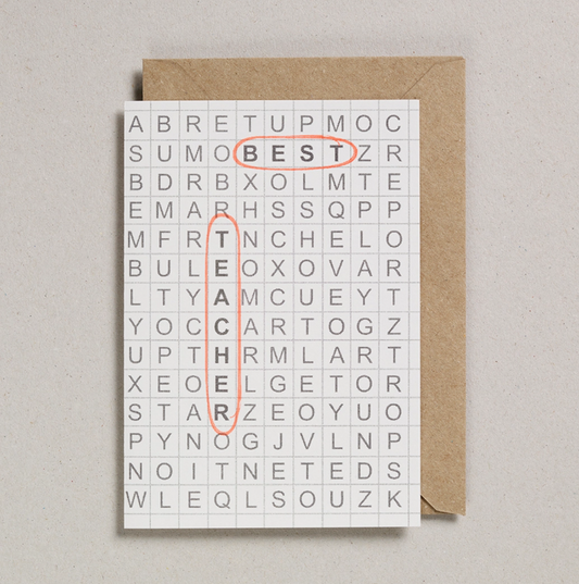 Best Teacher Cross-word Card