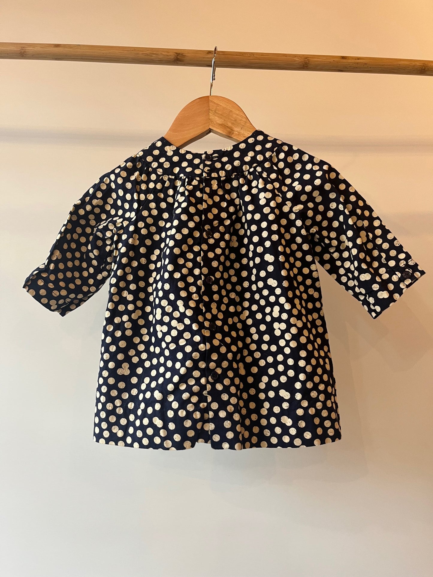 Preloved Bonpoint, Black and White Polka Dot Dress, 6 - 9 Months