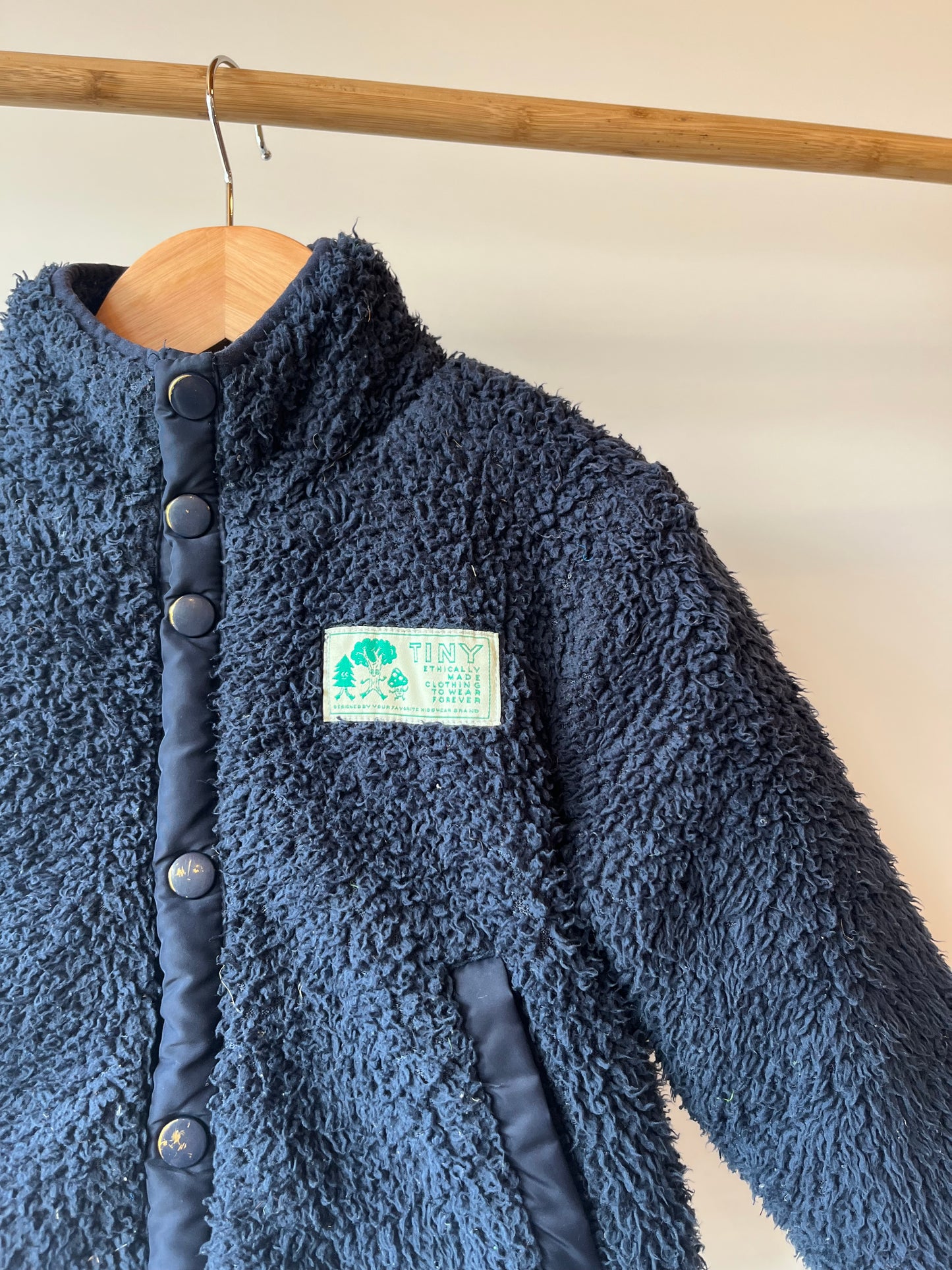 Preloved Tinycottons, Navy Fleece Jacket with Funnel Neck, 3 Years