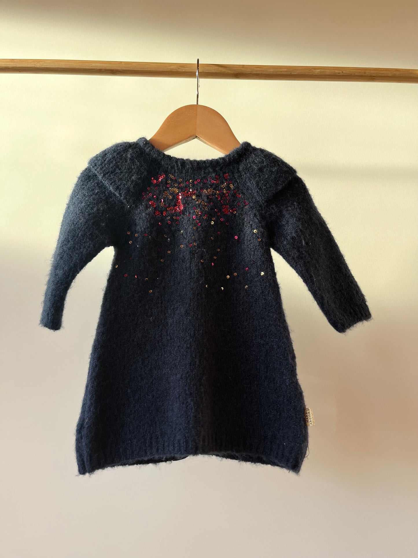Preloved Marc Jacobs, Navy Wool Dress with Sequin detail, 6 - 9 Months