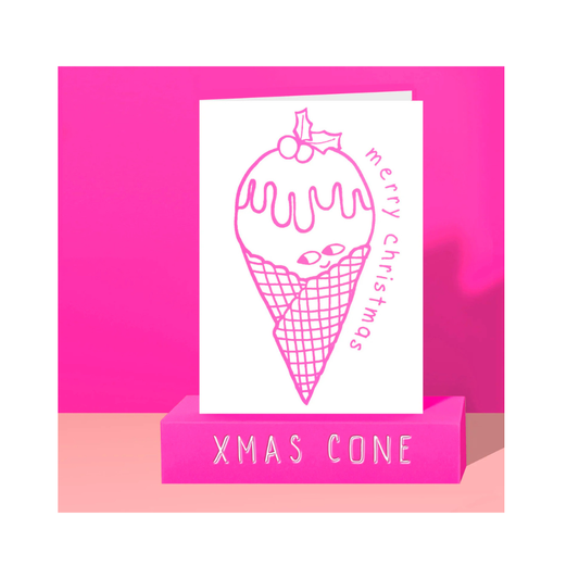 The Design Dealership, 'Xmas Cone' Pack of Six Riso Print Christmas Cards