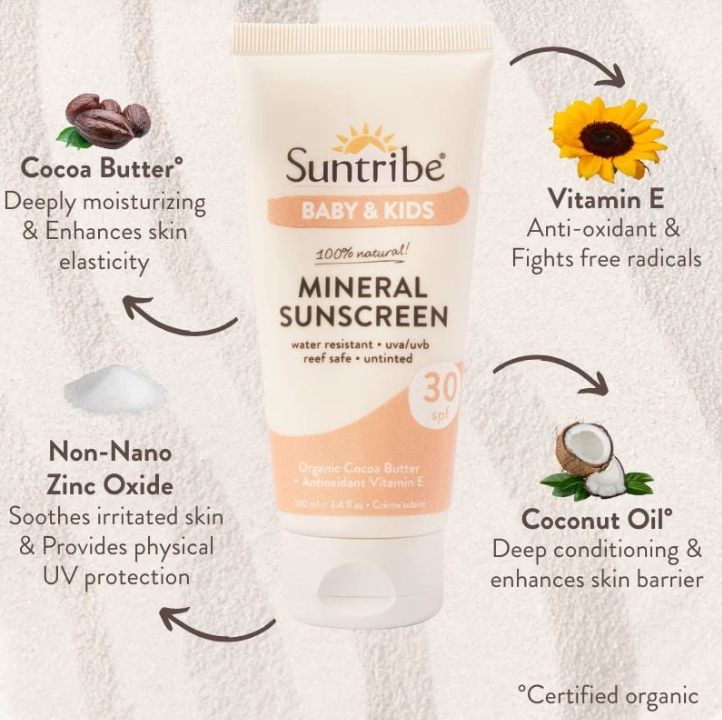 Suntribe Baby and Kids Natural Mineral Sunscreen SPF 30