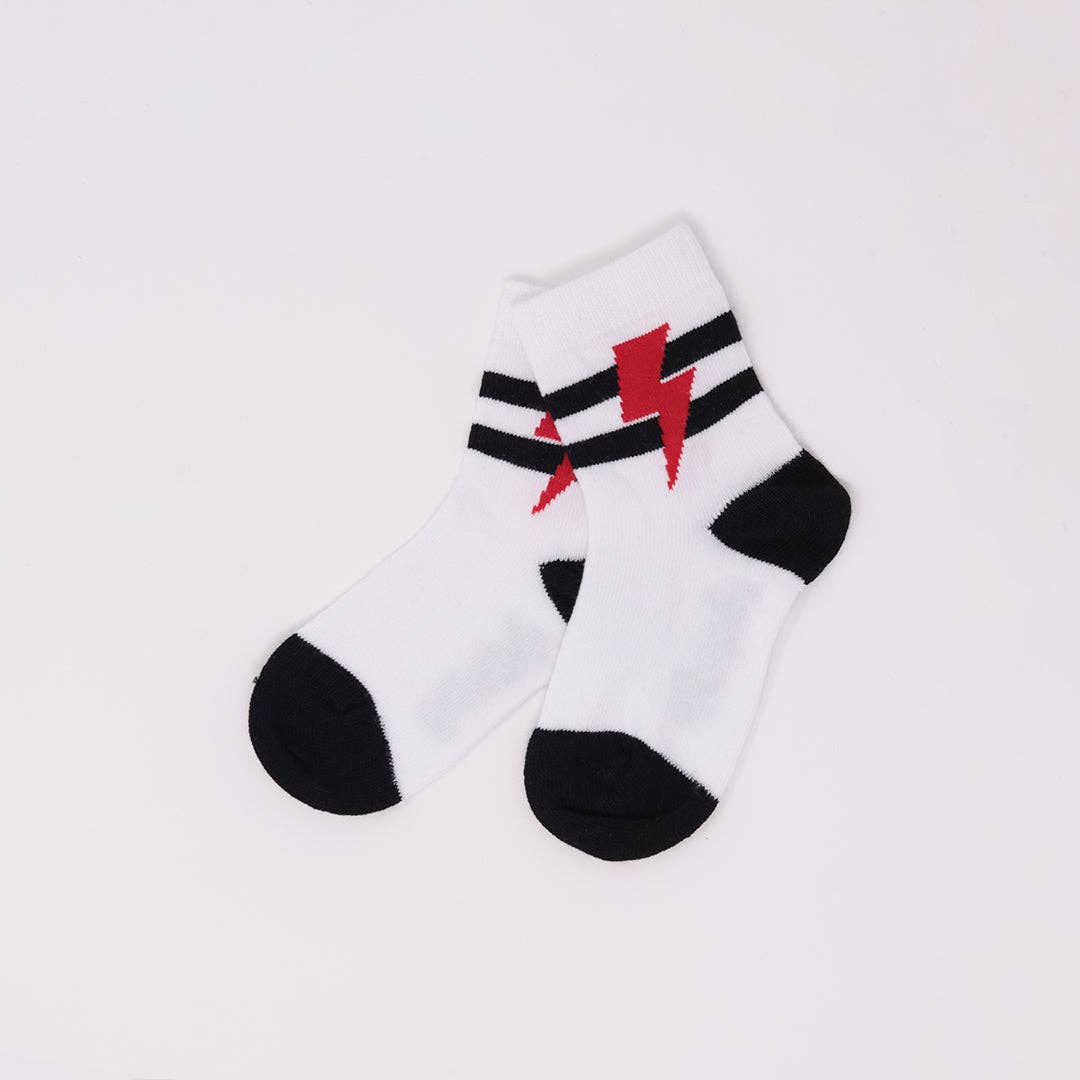 Red Lightning Bolt Sporty Socks