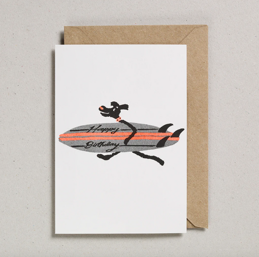 Rusty Studio Rascals Surfing Dog Birthday Card