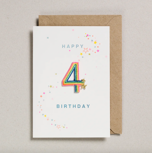 Rainbow Age 4 Iron On Patch Birthday Card