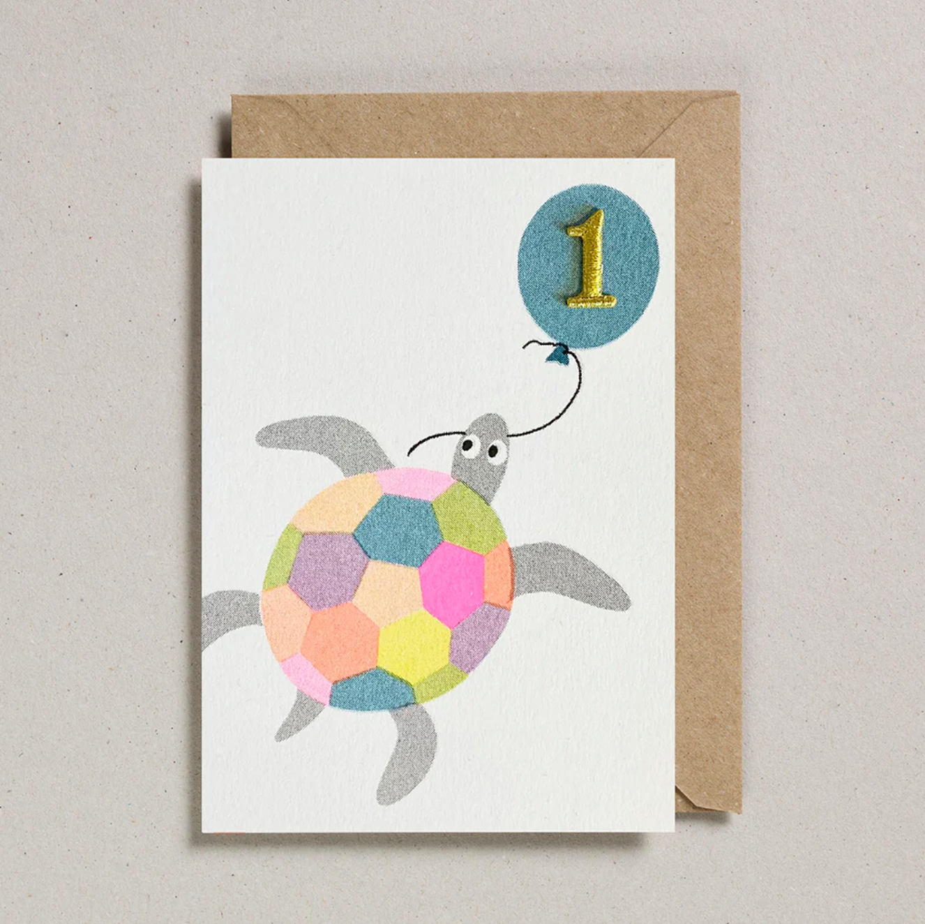 Confetti Pets Age 1 Turtle Birthday Card