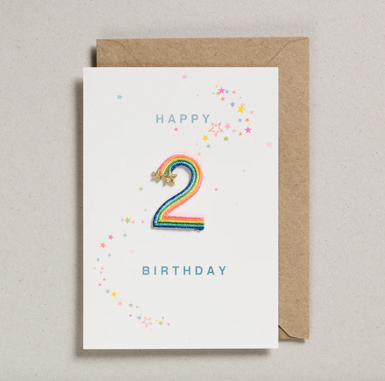 Rainbow Age 2 Iron On Patch Birthday Card