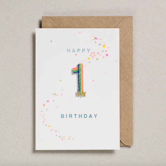 Petra Boase Cards Rainbow Age 1 Iron On Patch Birthday Card