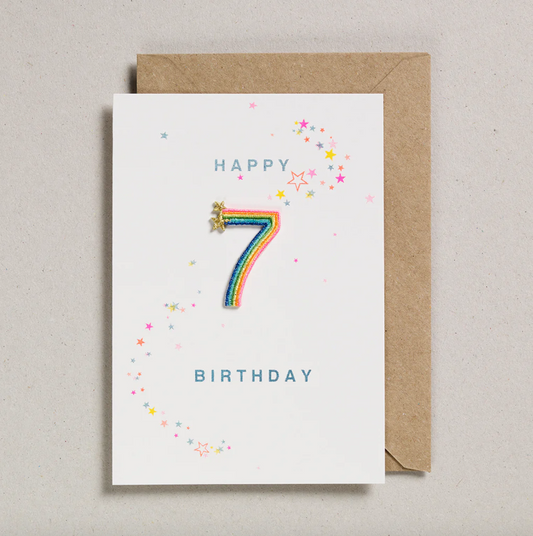 Petra Boase Cards Rainbow Age 7 Iron On Patch Birthday Card
