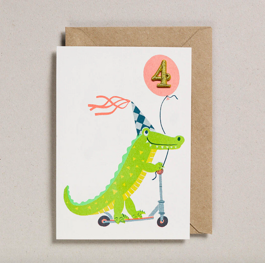 Confetti Pets Age 4 Croc Birthday Card