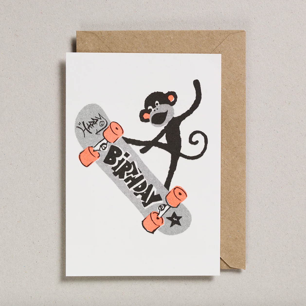 Rascals Skateboarding Monkey Birthday Card