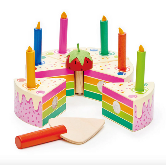 Wooden Rainbow Birthday Cake