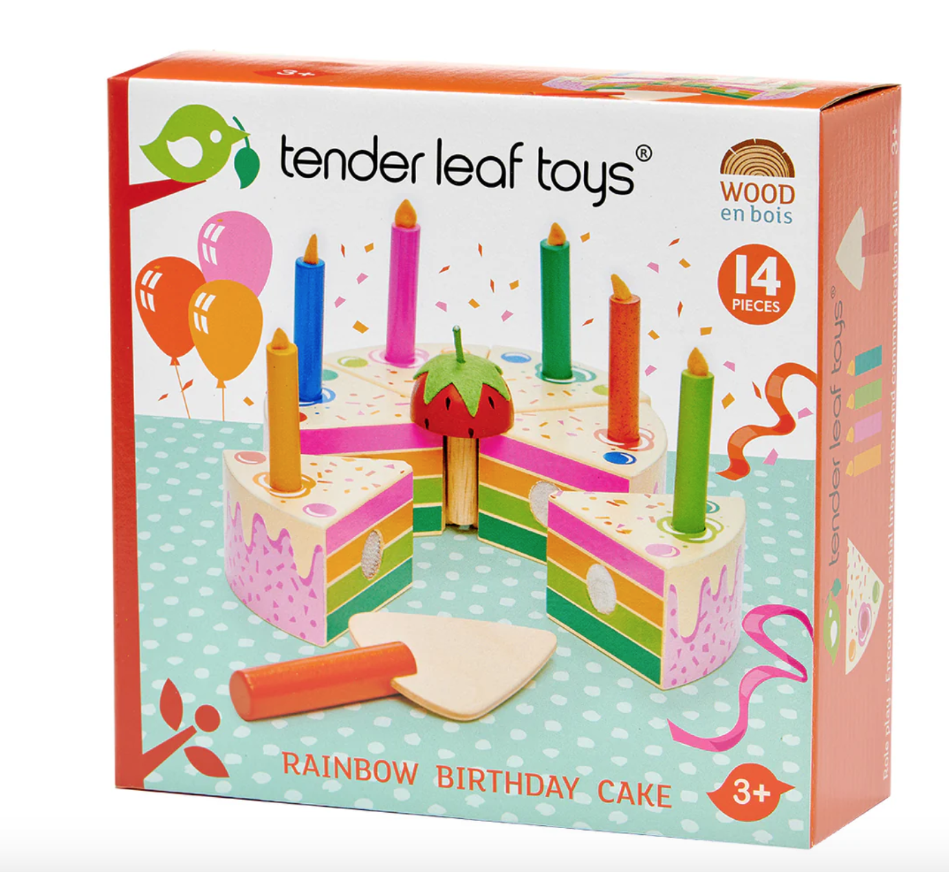 Wooden Rainbow Birthday Cake
