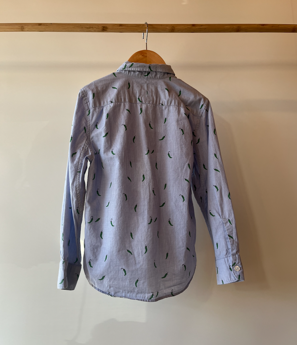 Bellerose, Blue Shirt with Green Chilli Print, 6 Years