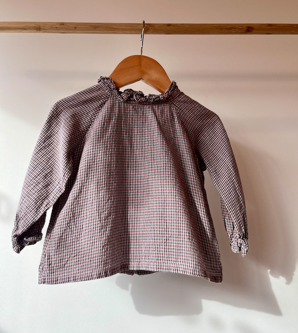 Caramel, Pink and Grey Gingham Blouse, 12 - 18 Months