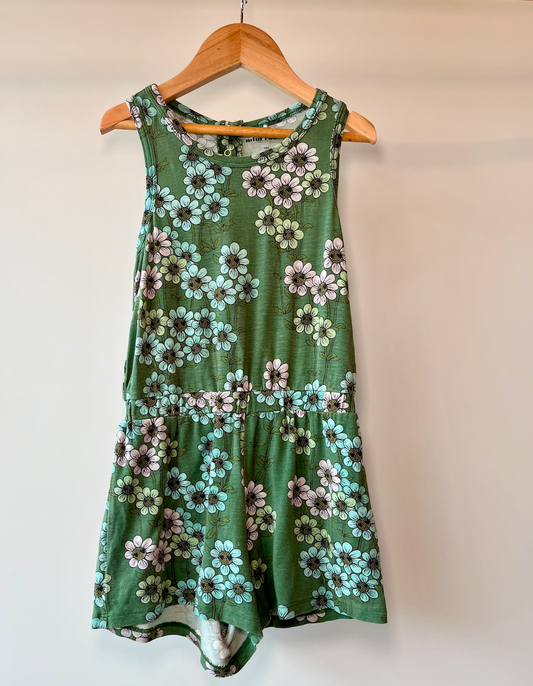 Mini Rodini, Green Happy Daisy Playsuit, 4 - 5 Years