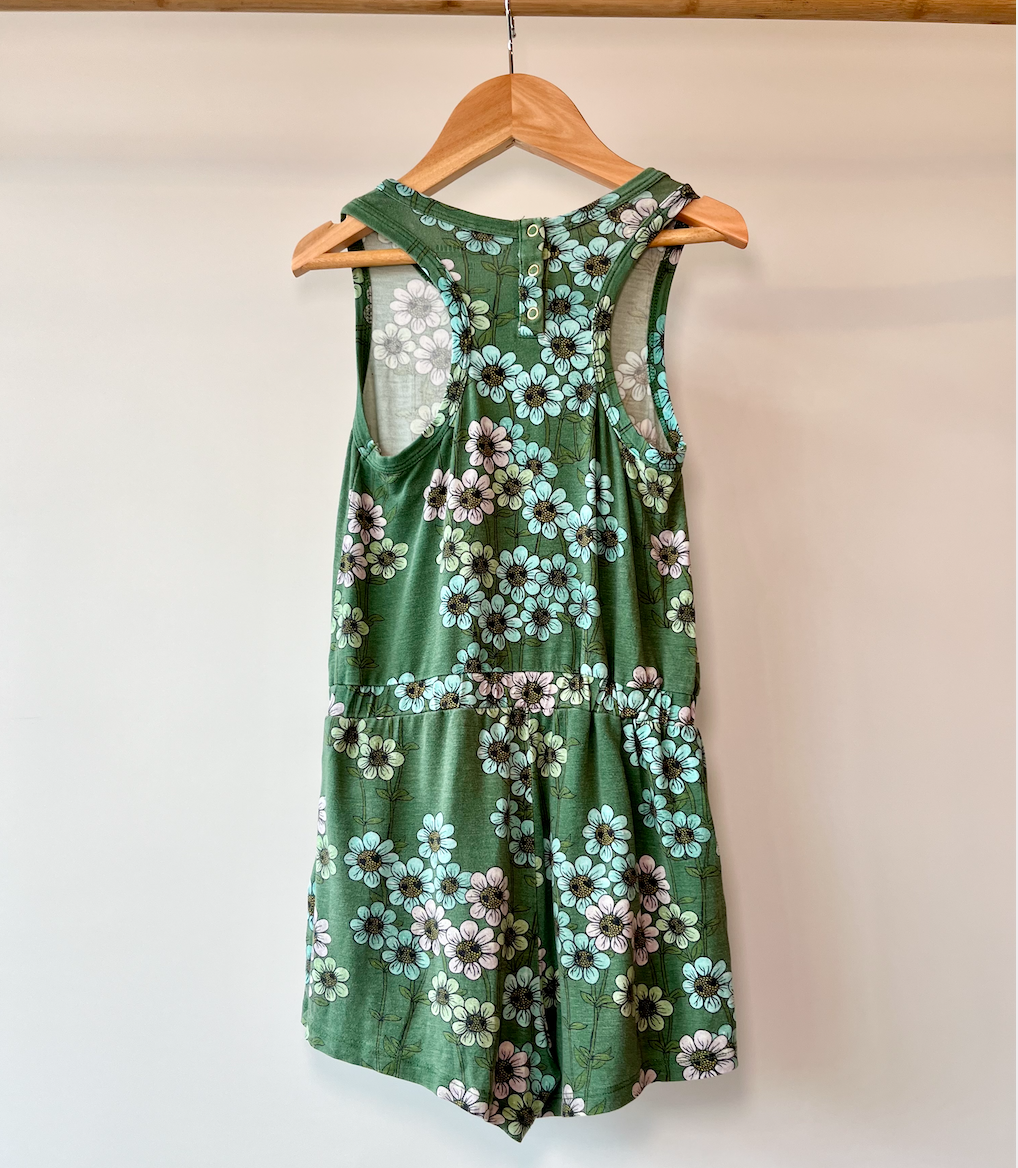 Mini Rodini, Green Happy Daisy Playsuit, 4 - 5 Years