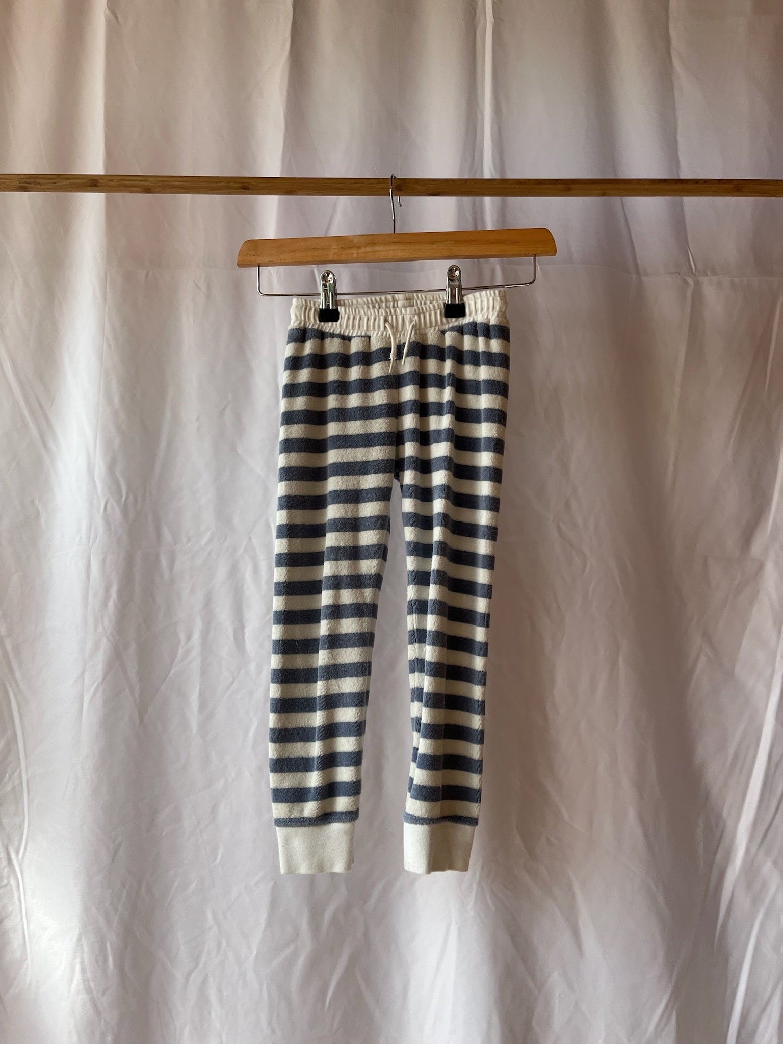 Another Fox, Light Blue and Cream Striped Towelling Joggers, 5 - 6 Years
