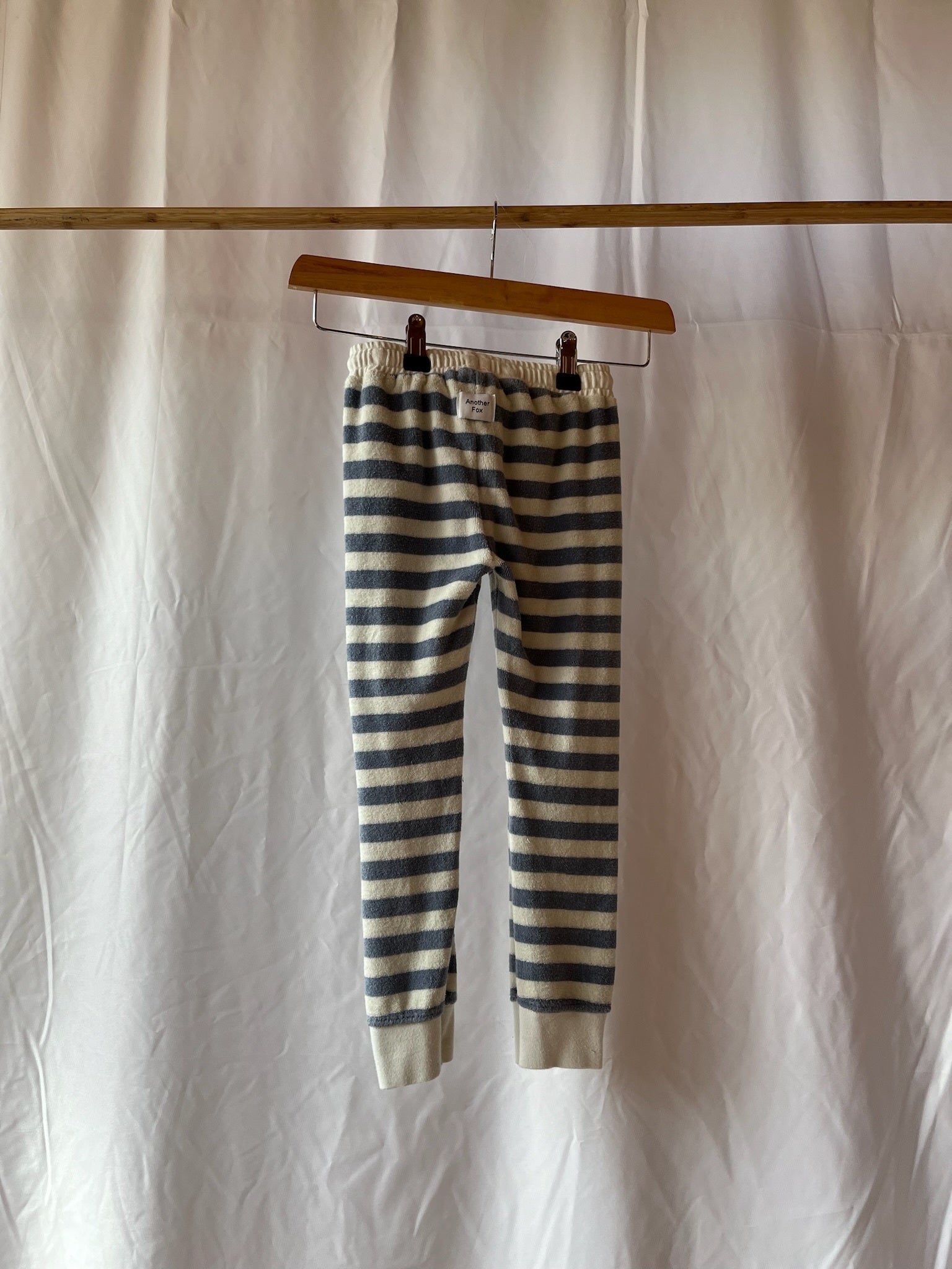 Another Fox, Light Blue and Cream Striped Towelling Joggers, 5 - 6 Years