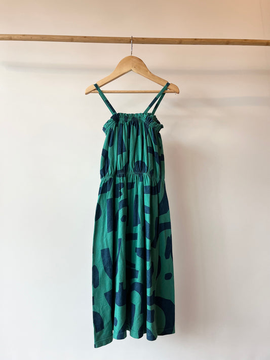 Bobo Choses, Green and Blue Jersey Dress, 4 - 5 Years