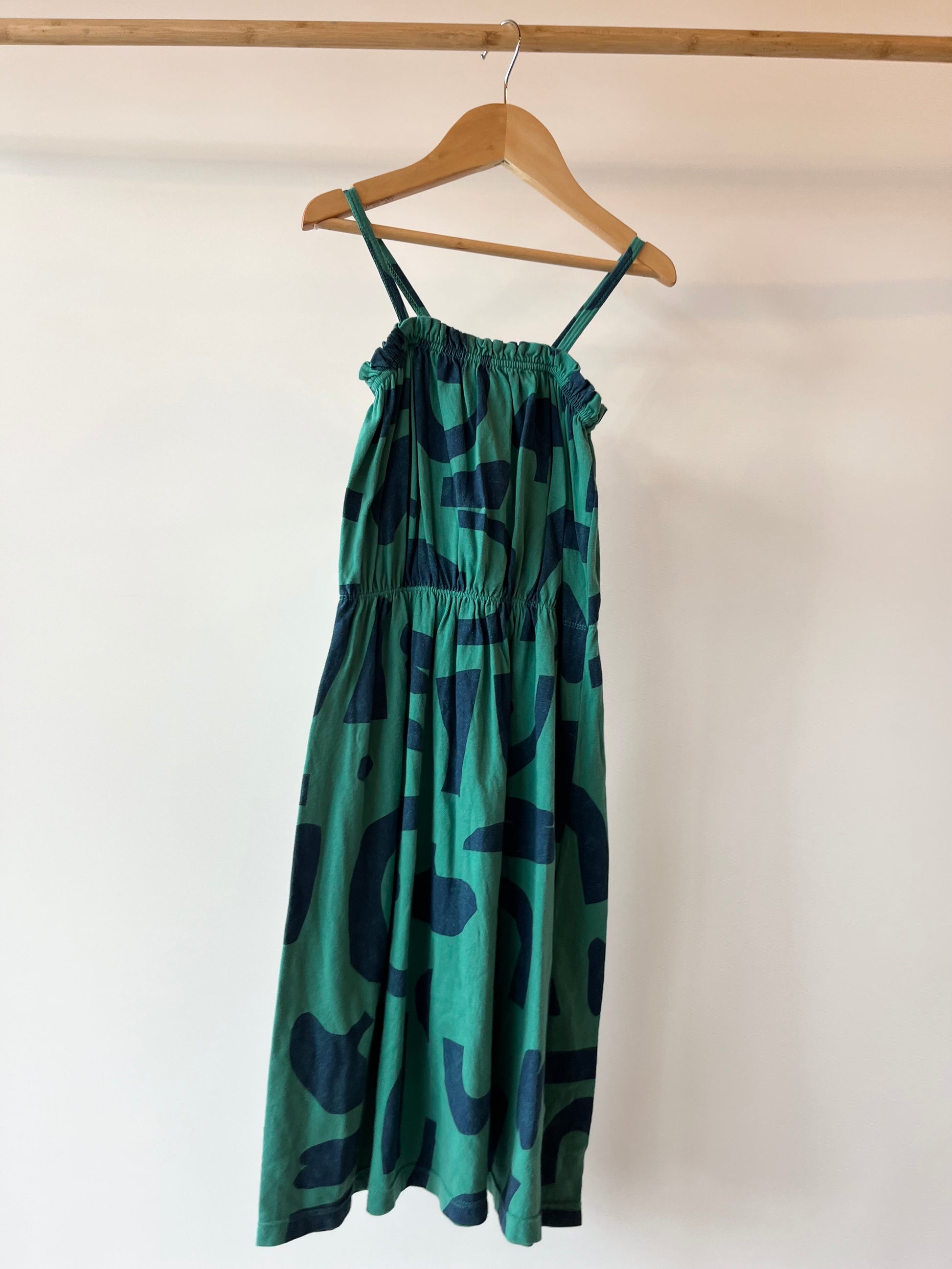 Bobo Choses, Green and Blue Jersey Dress, 4 - 5 Years
