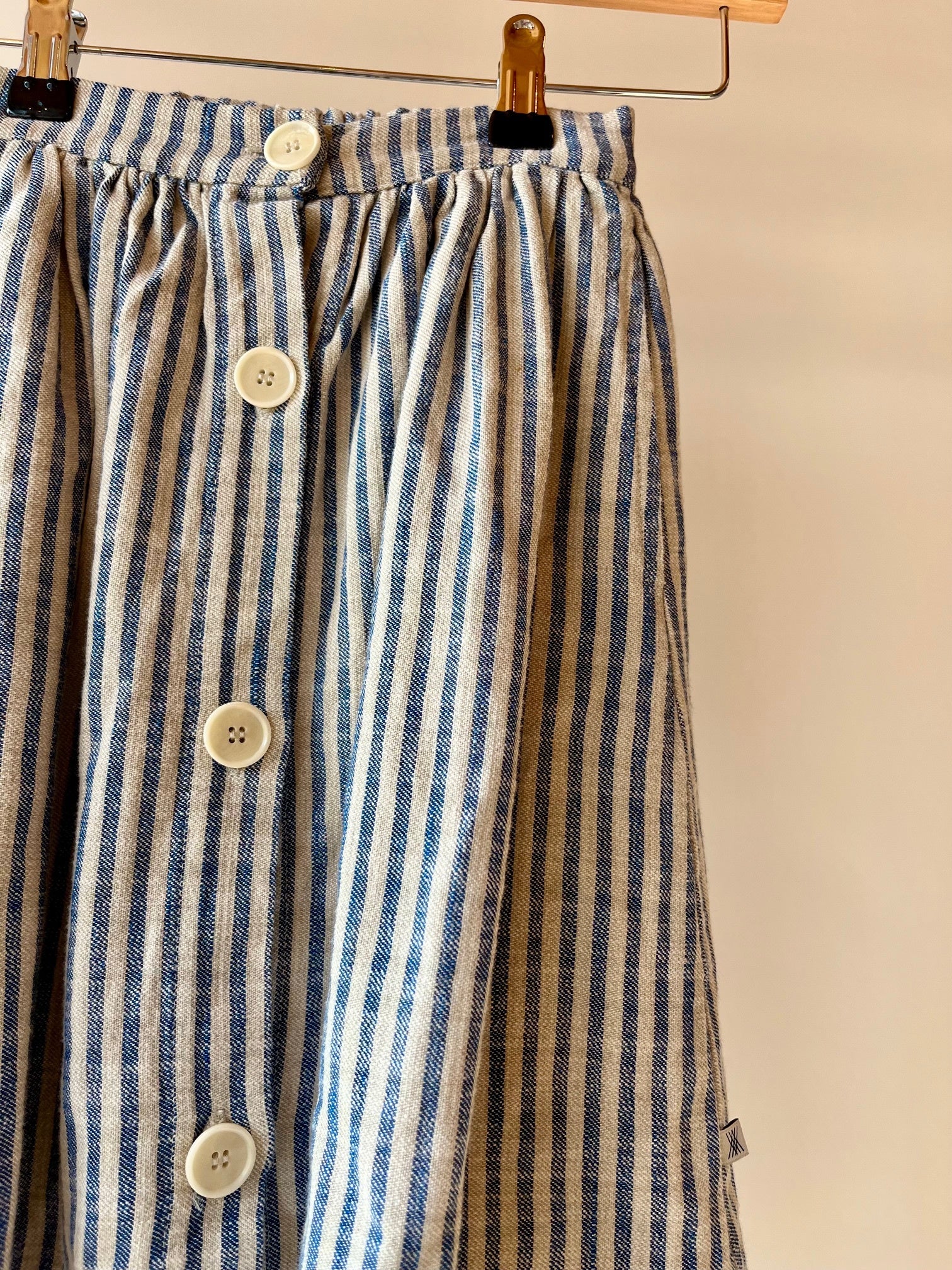 Repose AMS, Blue and Cream Striped Midi-Skirt, 4 - 5 Years