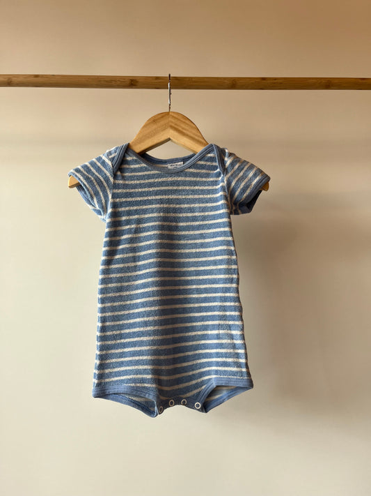 Gap, Blue and White Stripe Towelling Romper, 12 - 18 Months