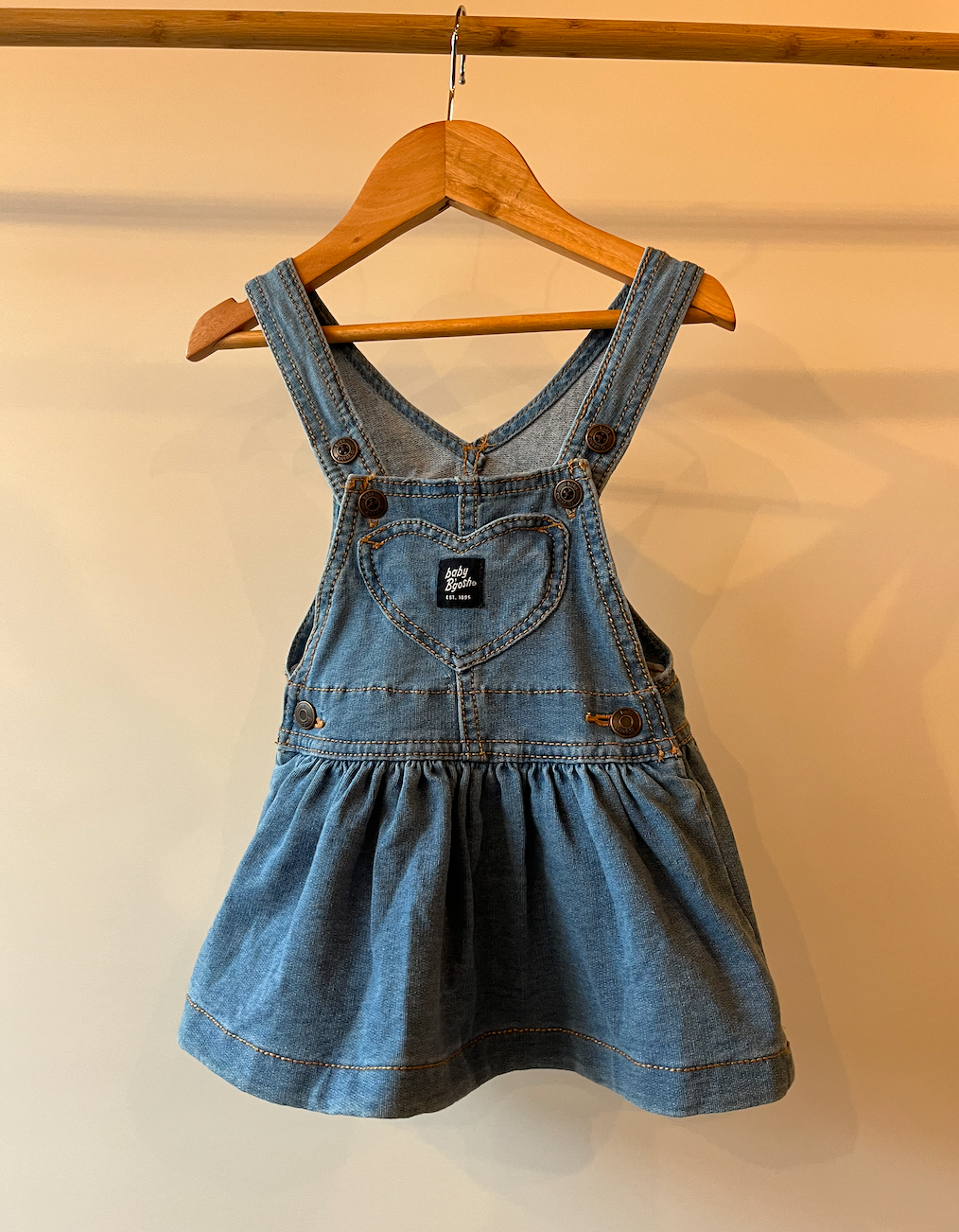 Baby B'gosh, Jersey Denim Dress with Heart Front Pocket, 9 Months