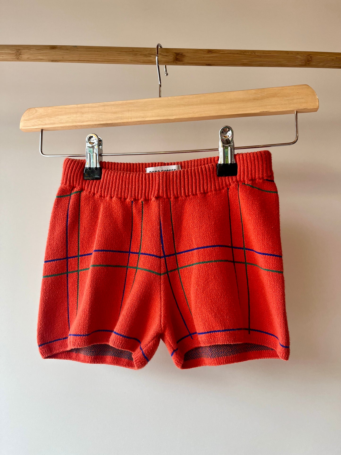 Bobo Choses, Red Plaid Knitted Shorts, 2 Years