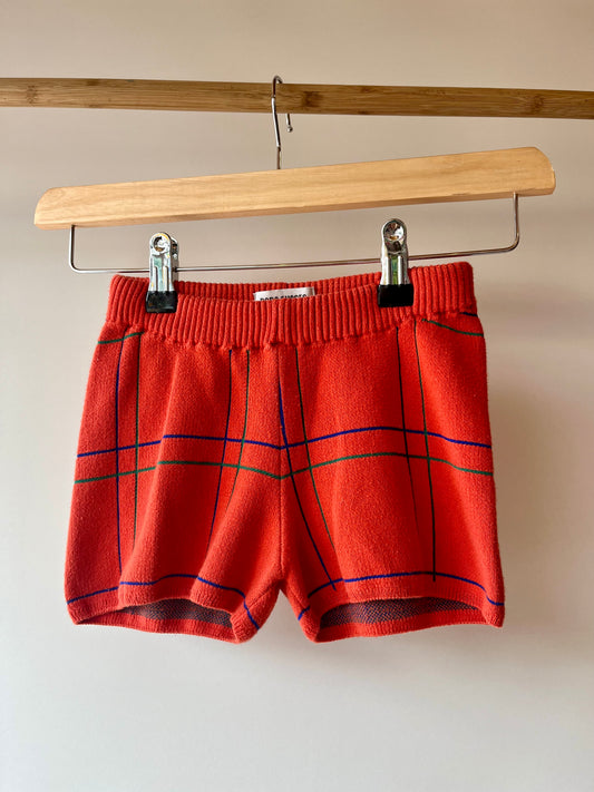 Bobo Choses, Red Plaid Knitted Shorts, 2 Years