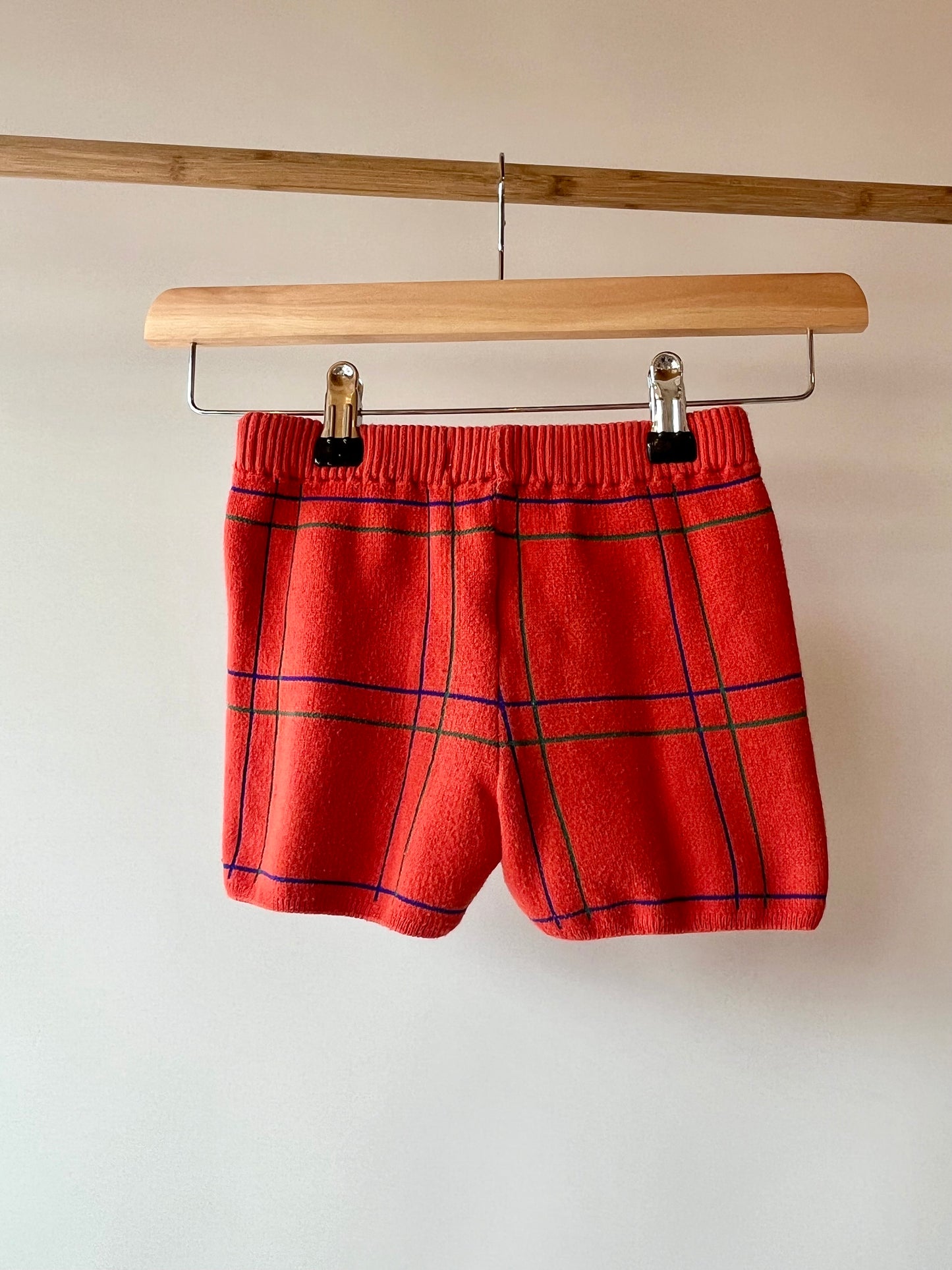 Bobo Choses, Red Plaid Knitted Shorts, 2 Years
