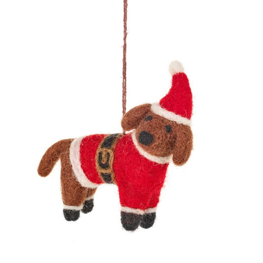 Handmade Felt Buddy the Festive Dog Christmas Decoration