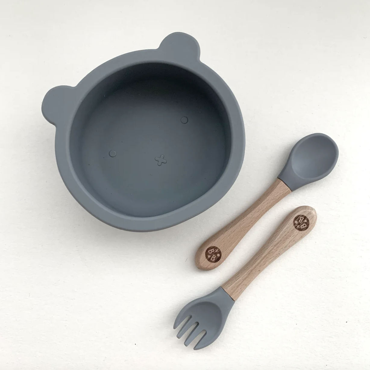 Blossom + Bear, Pebble 'Cub' Silicone Suction Bowl and Cutlery set