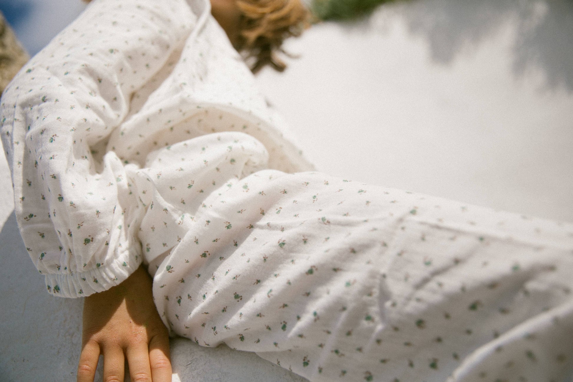White Floral Muslin Balloon Pyjama Set
