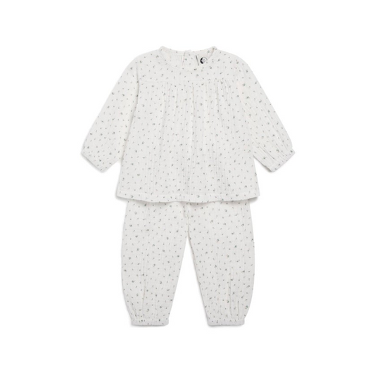 White Floral Muslin Balloon Pyjama Set