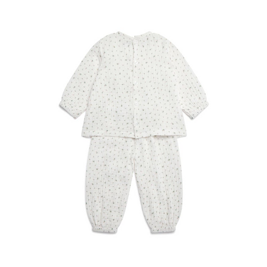 White Floral Muslin Balloon Pyjama Set