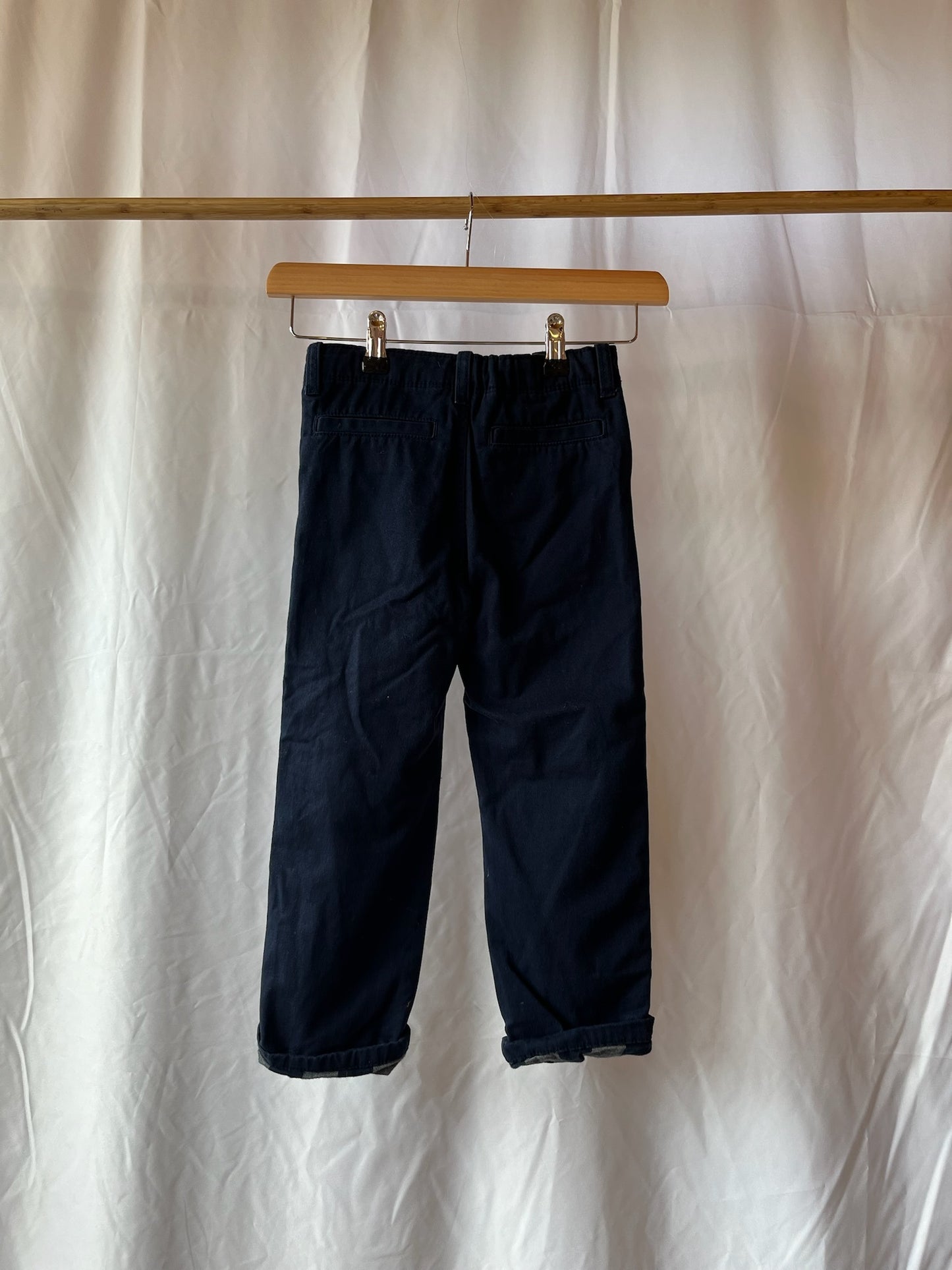 Gap, Navy Trousers with Check Lining, 5 - 6 Years