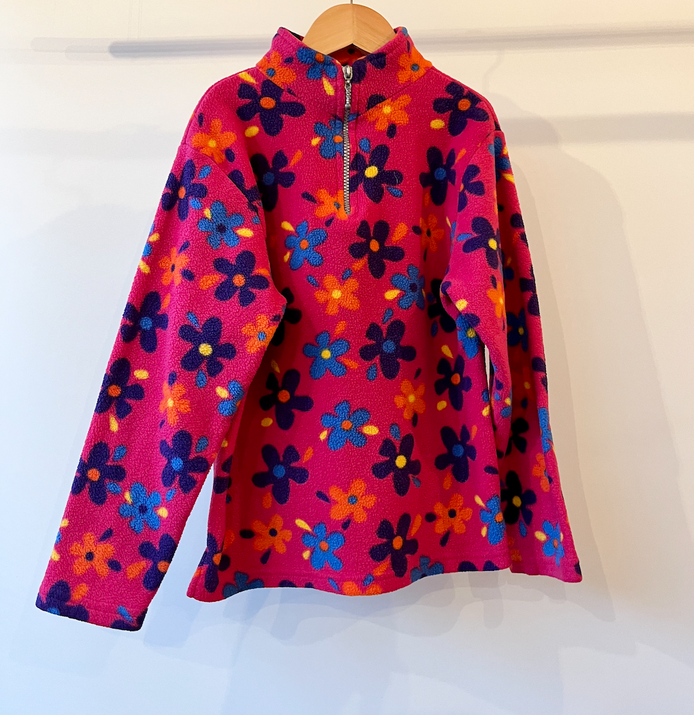 Heart & Flowers, Vintage Pink Floral Fleece, 7 - 8 Years