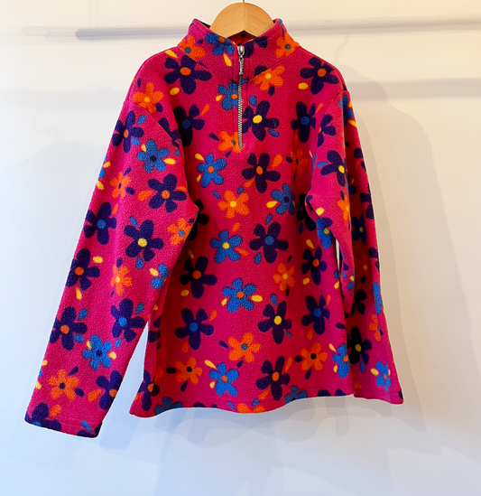 Heart & Flowers, Vintage Pink Floral Fleece, 7 - 8 Years