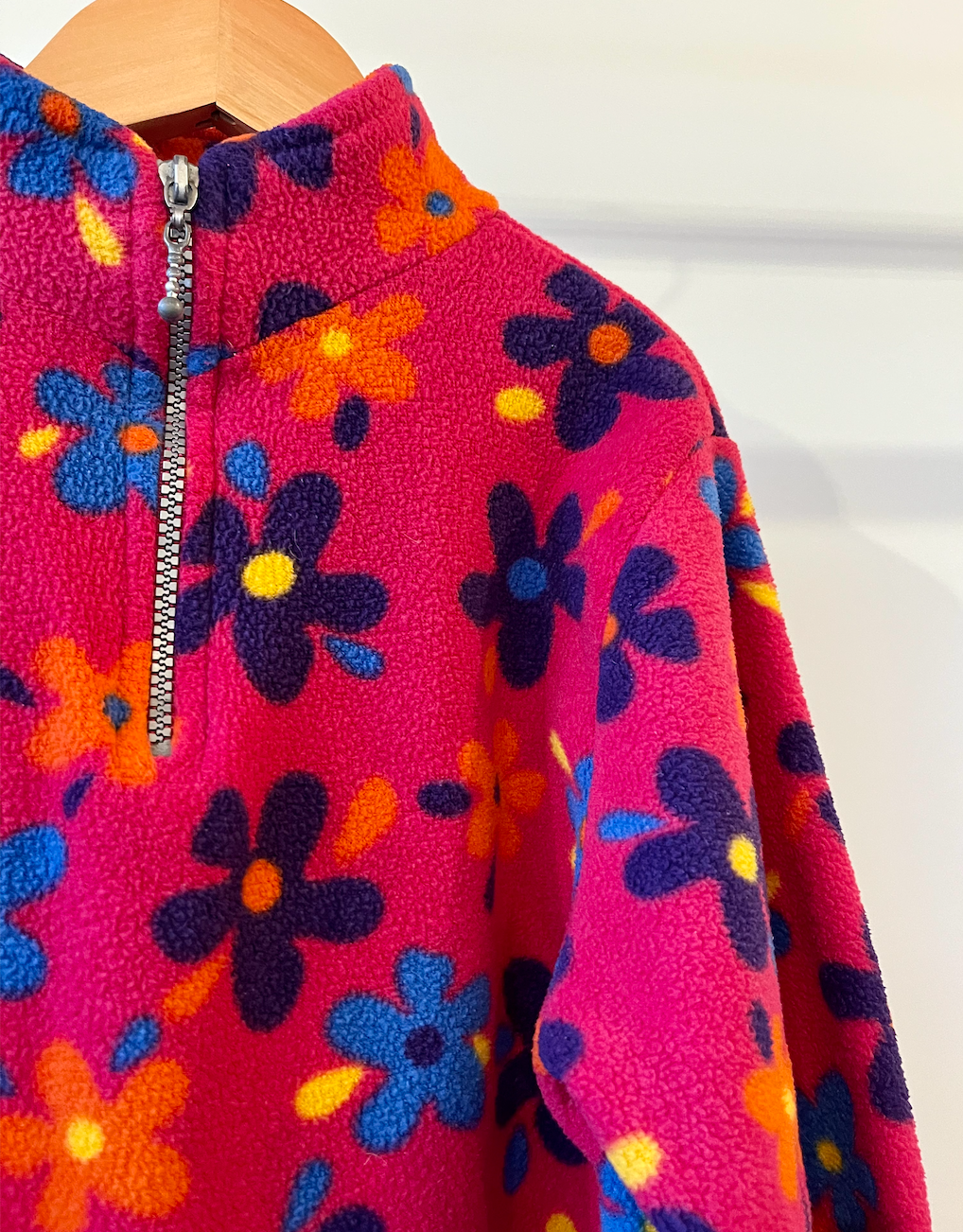 Heart & Flowers, Vintage Pink Floral Fleece, 7 - 8 Years